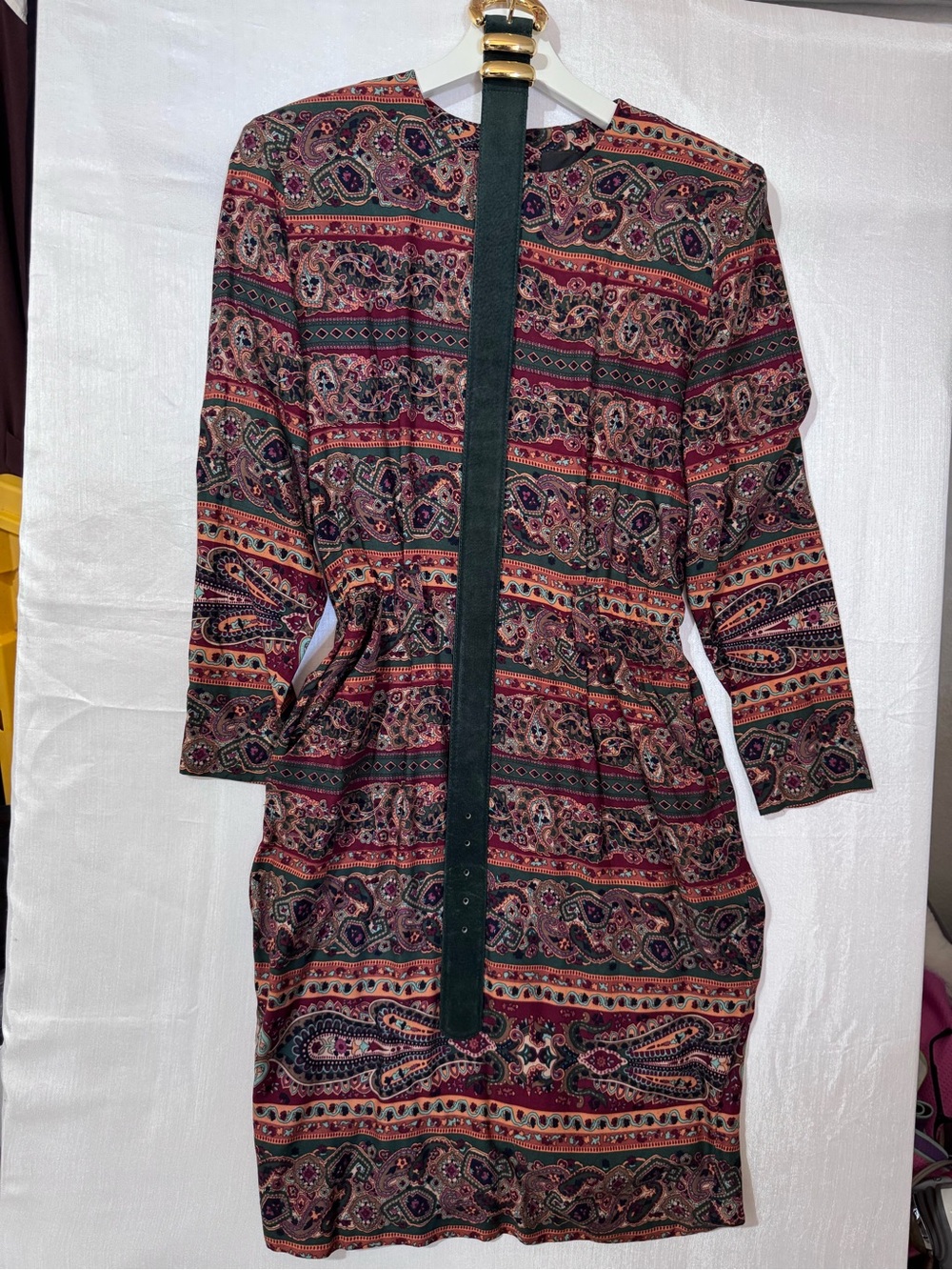 Paisley Print Long-Sleeve Dress in Multicolor